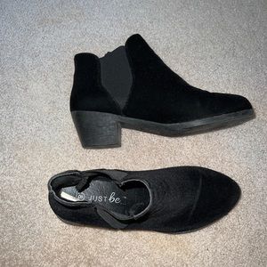 Black velvet booties